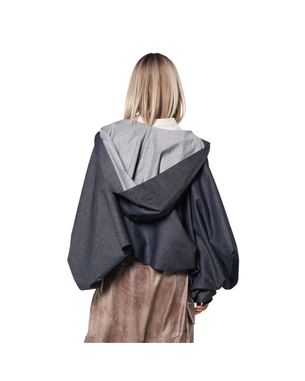 Metamorph Blue Extravagant Denim Jacket With Voluminous Sleeves