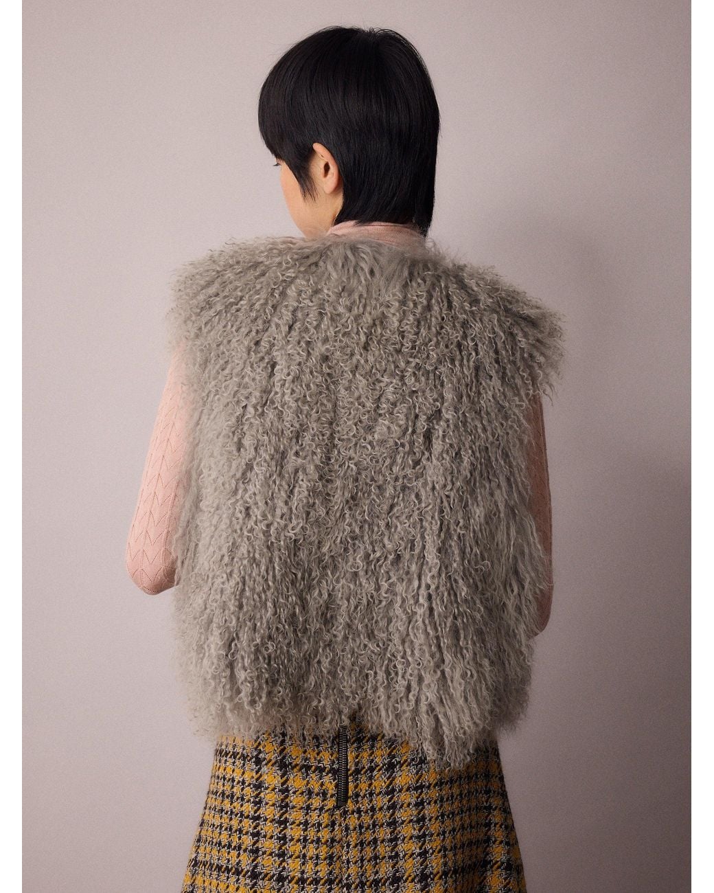 Amanda Thompson Couture Gray Colette Gilet Mongolian Sheepskin Fur