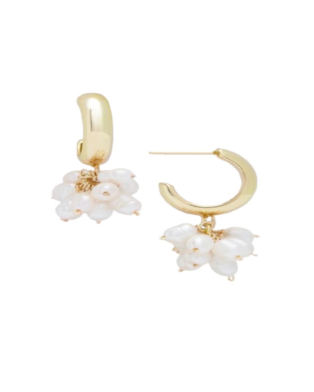 Saachi Metallic Pearl Cluster Hoop Earrings