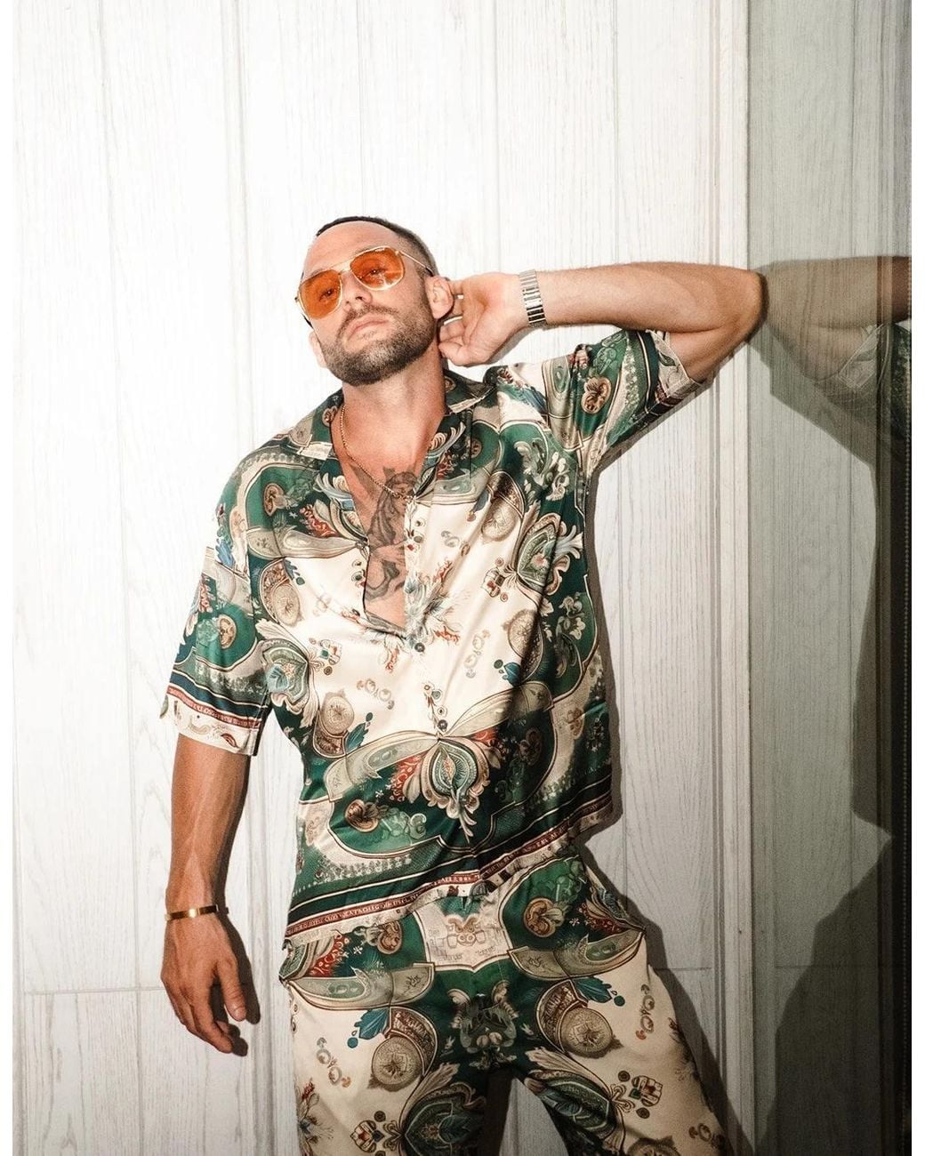Hustle Green Welcome To Miami Satin-Pants for men