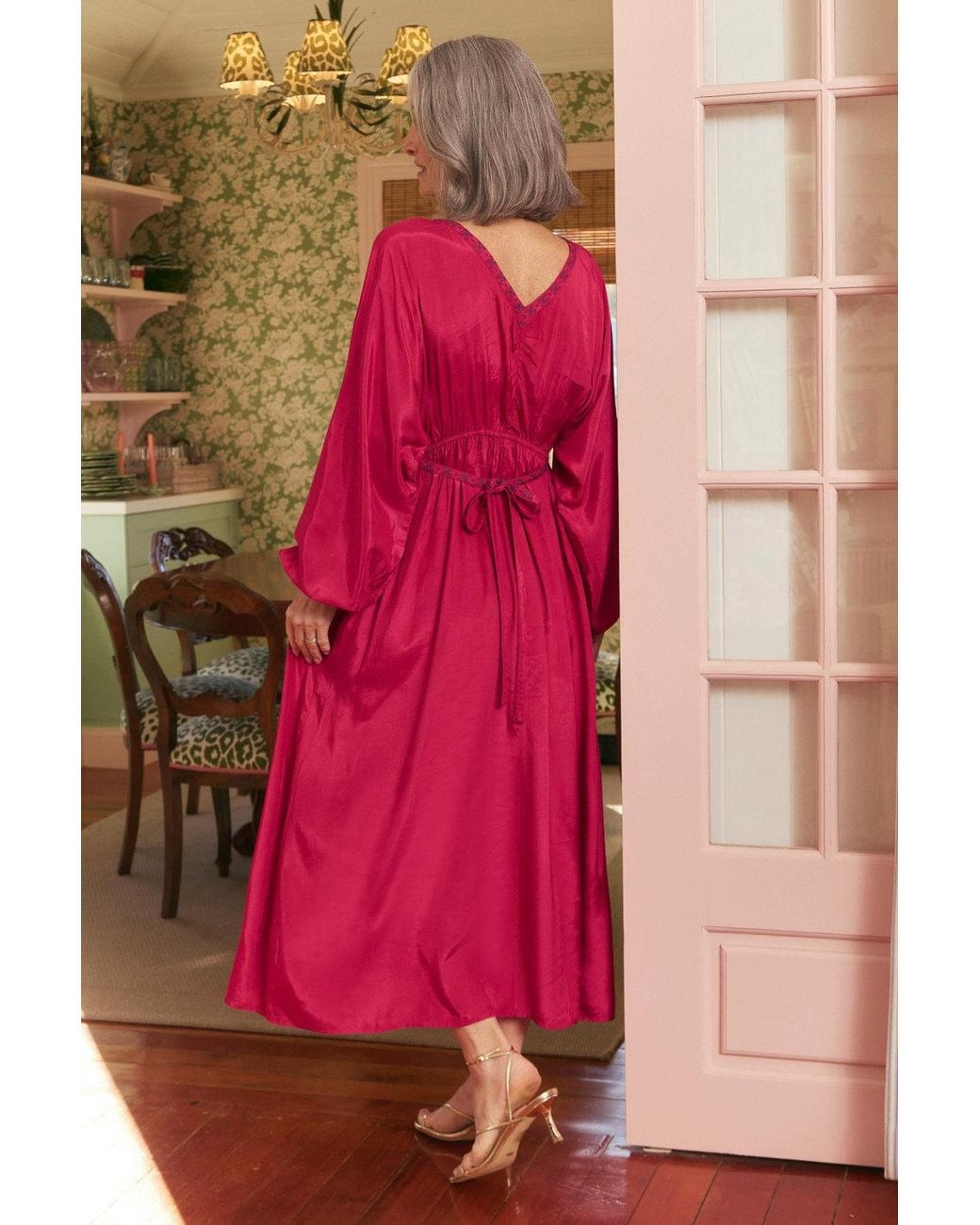 Adrift Clothing Red Margot Billow Dress