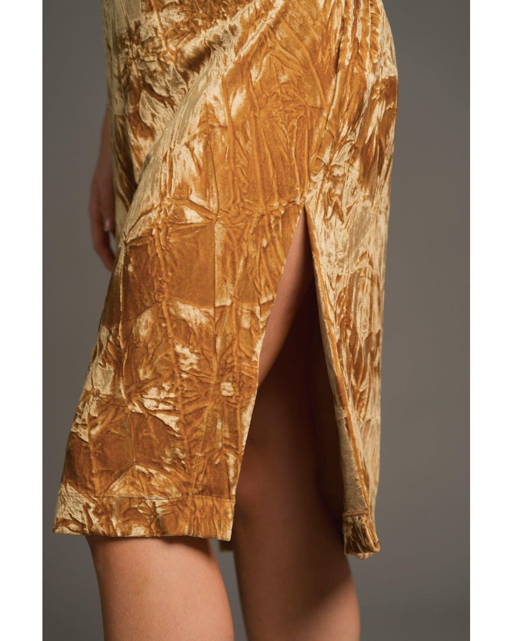 Little Lies Yellow Rumours Ochre Velvet Midi Dress