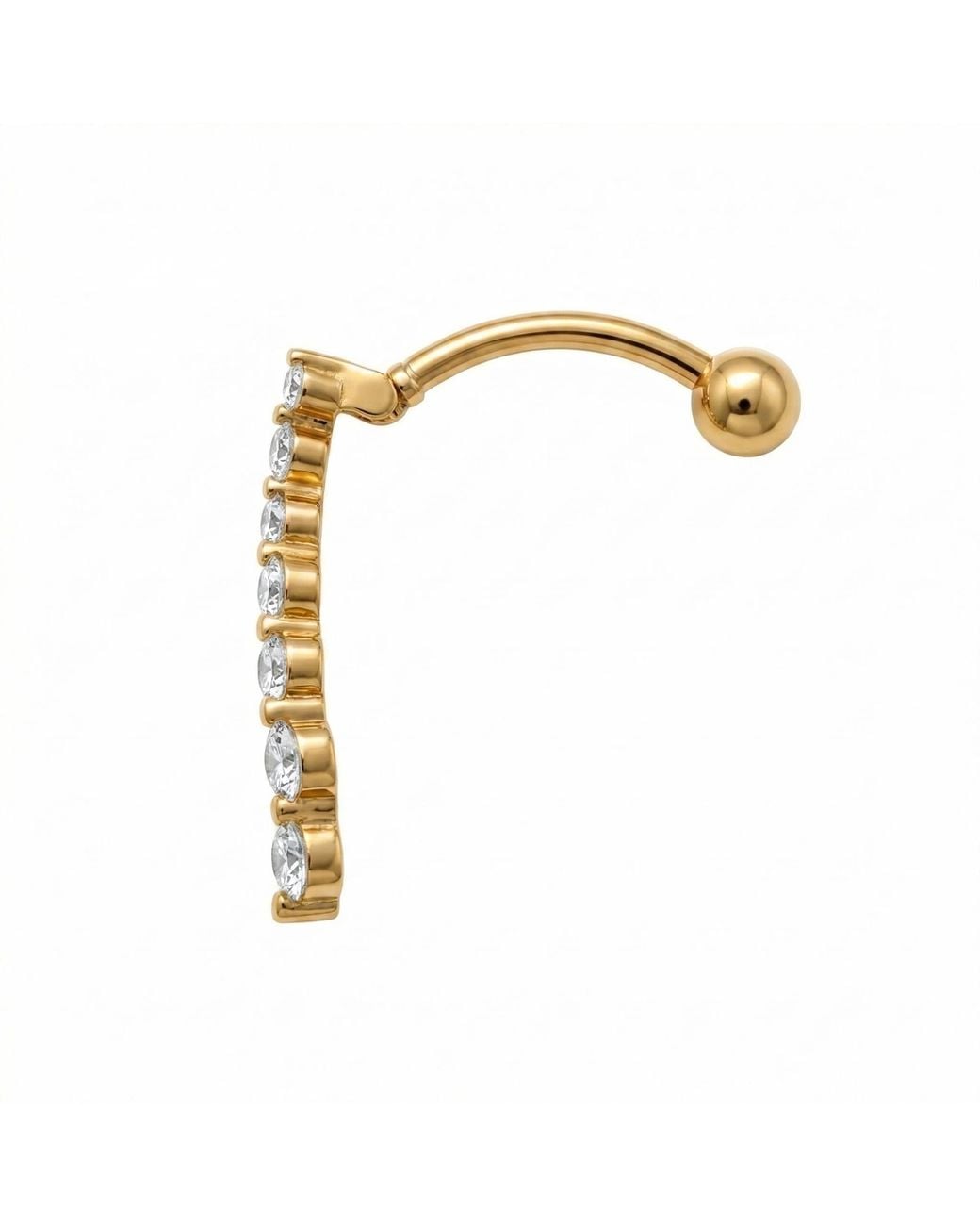 Zahav Jewelry Metallic 14K Solid 14G Graduated Cz Dangle Belly Ring