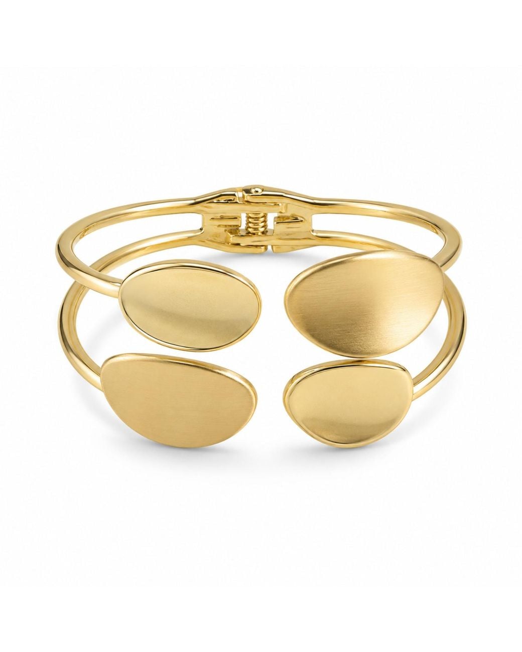 By Ozge Metallic Sculptural Oval Disc Plated Statement Cuff Bracelet –