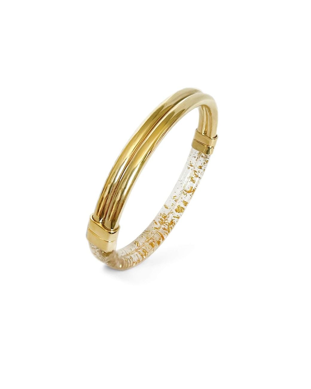 Gold & Honey Metallic Ridge Lucite Hinge Bangle