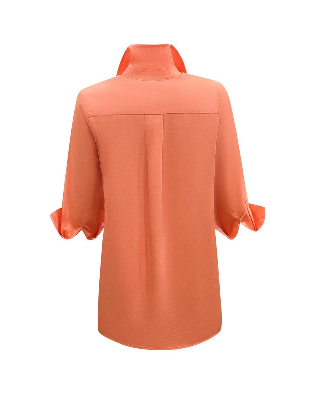 Perlavera Orange Cely Solid Cotton Satin Three Quarter Sleeve Length Missy Fit Shirt
