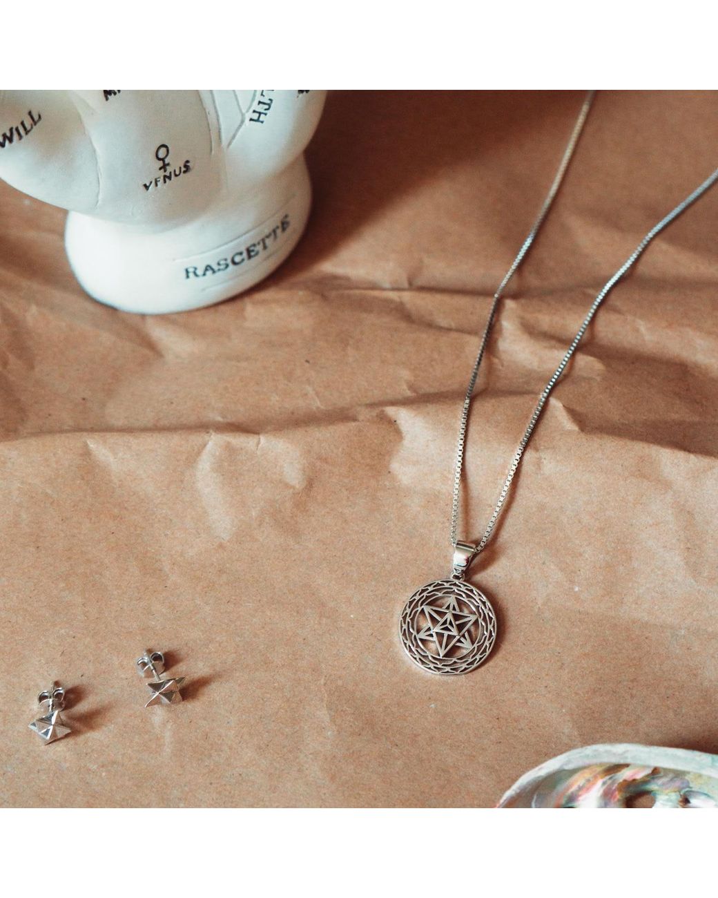 Seven Saints Metallic Merkaba Star Light Body Activation Necklace