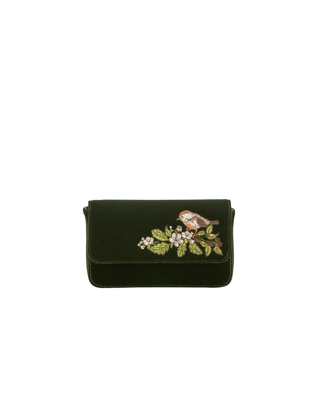 Fable England Green Sophia Wren Embroidered Occasion Bag