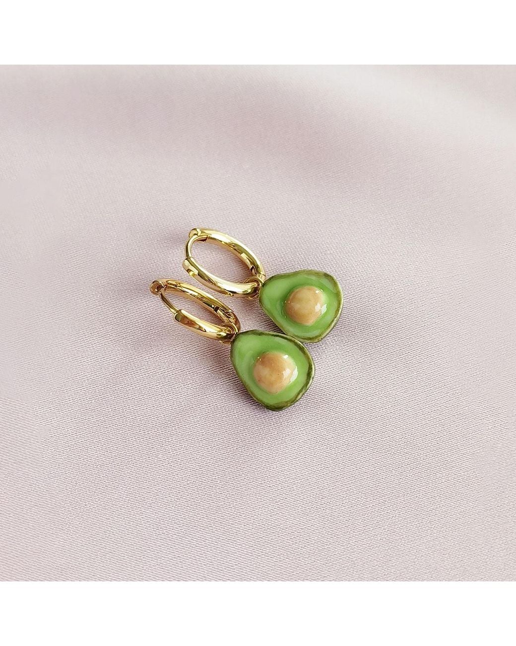 POPORCELAIN Green Mini Porcelain Avocado Clip On Earrings
