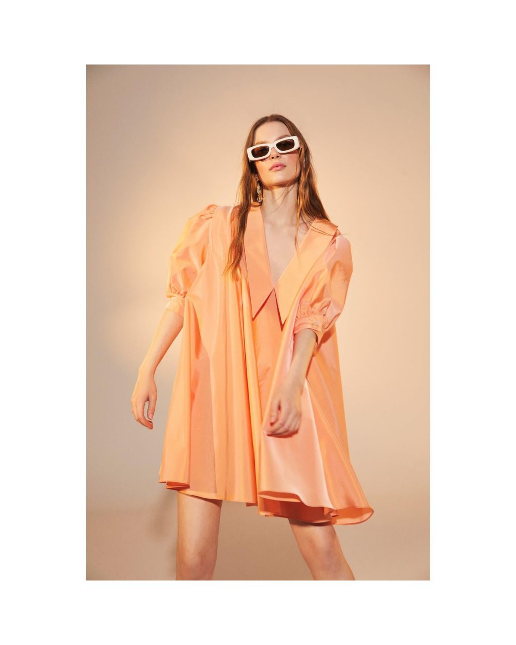 NAZLI CEREN Orange Poppy Ruffled Dress
