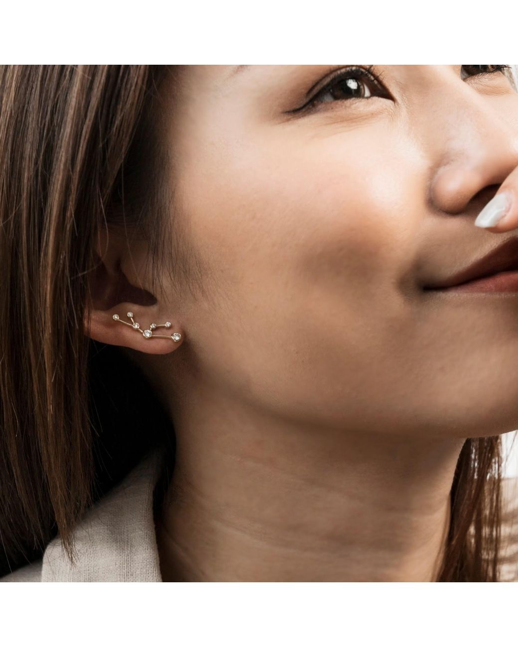 Genevieve Collection Metallic Taurus Zodiac Constellation Earring 18K & Diamond