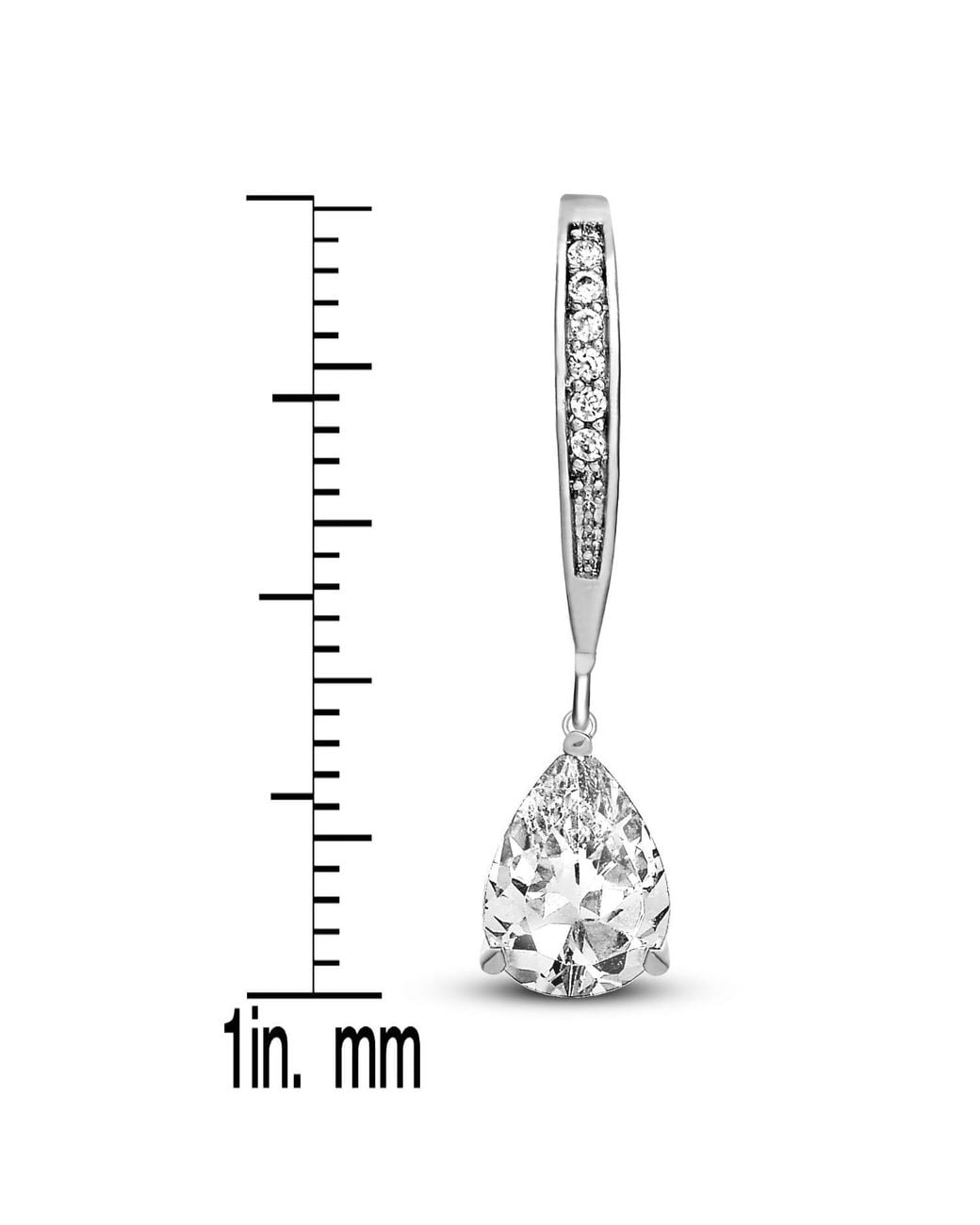 Genevive Jewelry White Dazzling Sterling Plated With Sparkling Pear-Shaped Cubic Zirconia Dangle Earrings