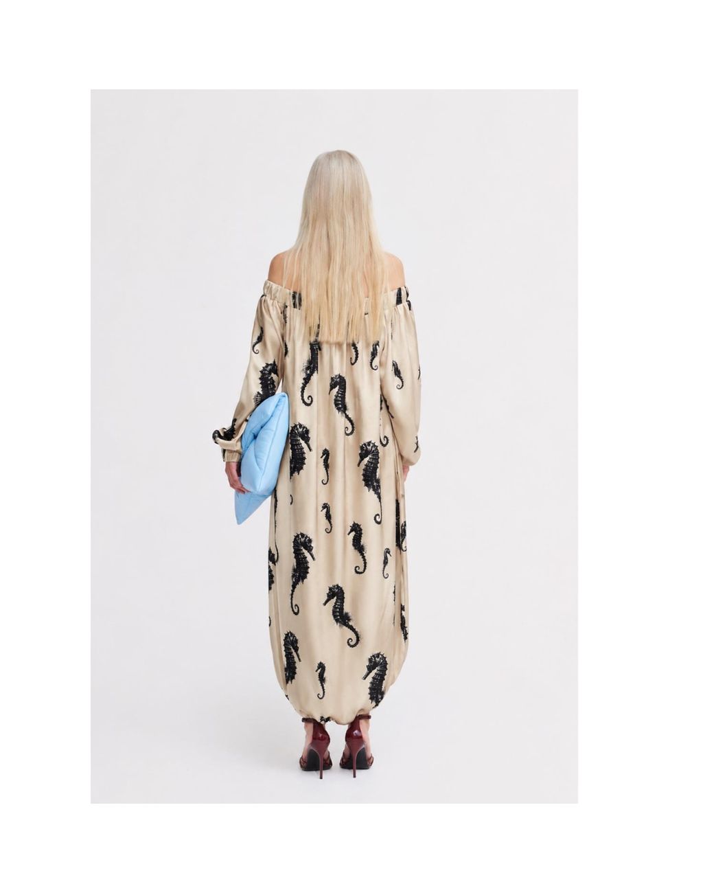 Julia Allert Natural Neutrals Ivory Off-Shoulder Seahorse Loose-Fit Dress – Capsule Edition