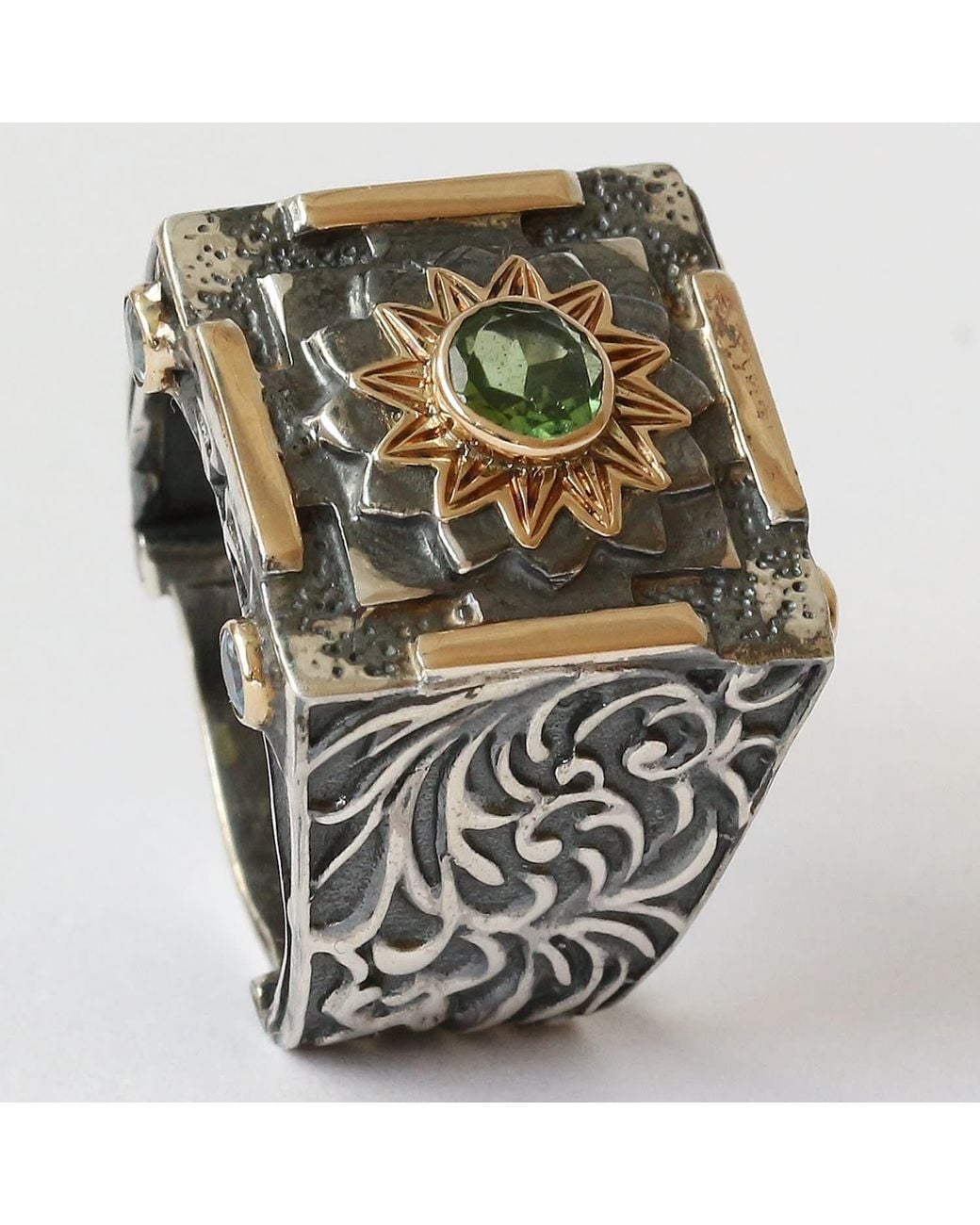 The Jewellery Store London Metallic Mystic Evergreen Ring With Tsavorite
