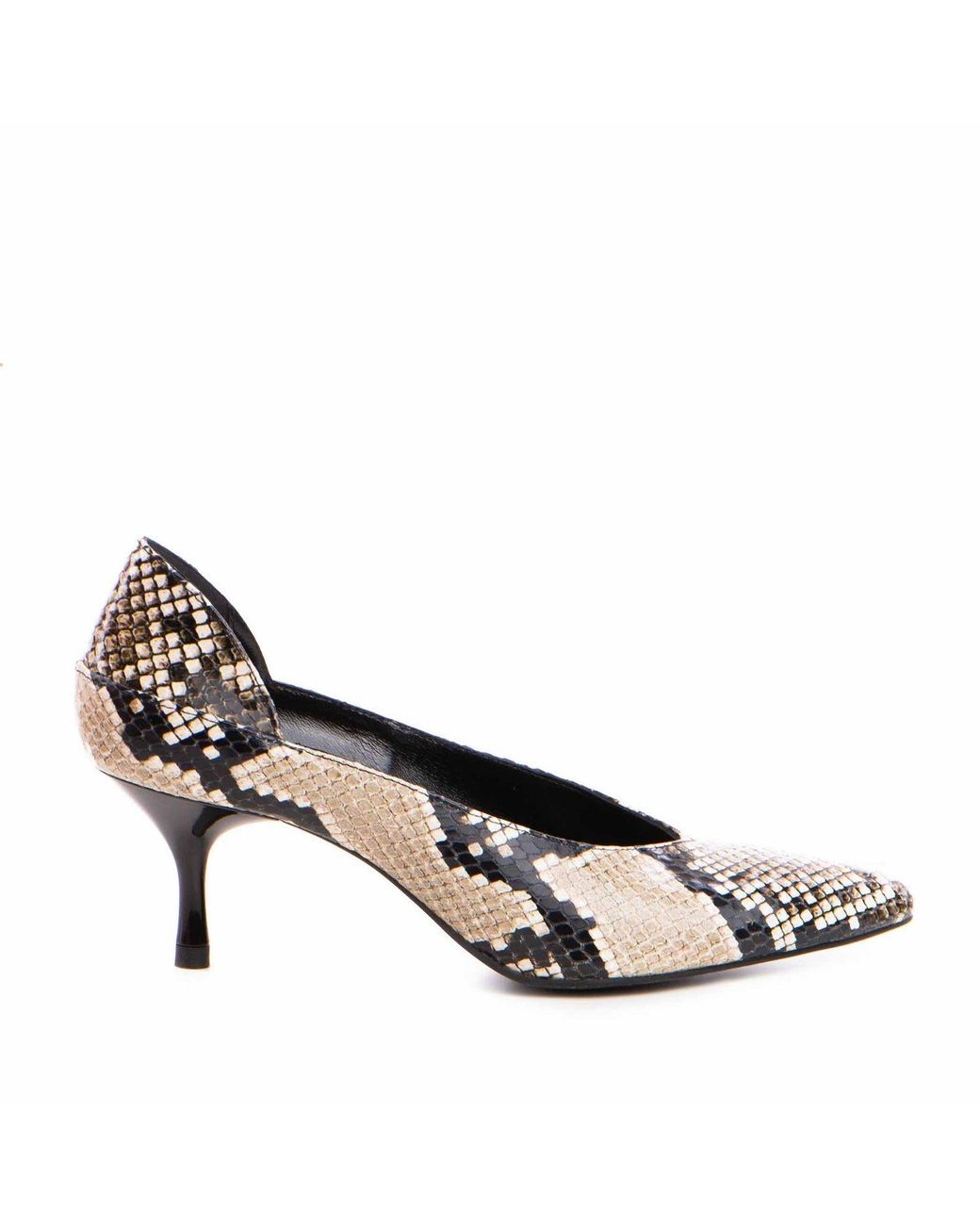 The 5Th Element Brown Neutrals Celine Snake-Embossed Leather Kitten Heels