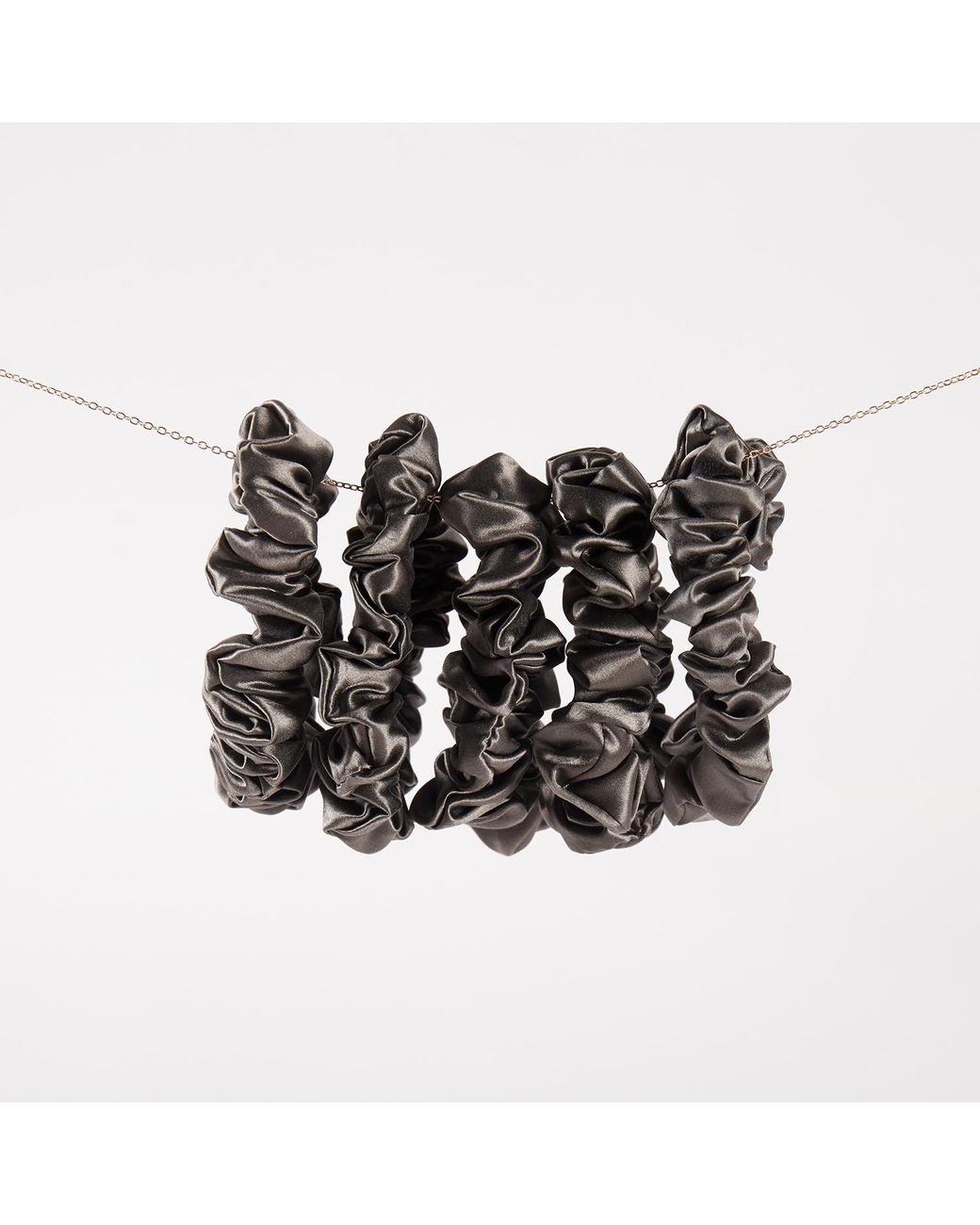 Soft Strokes Silk Metallic Pure Mulberry Silk Mini Scrunchie Set Of Five