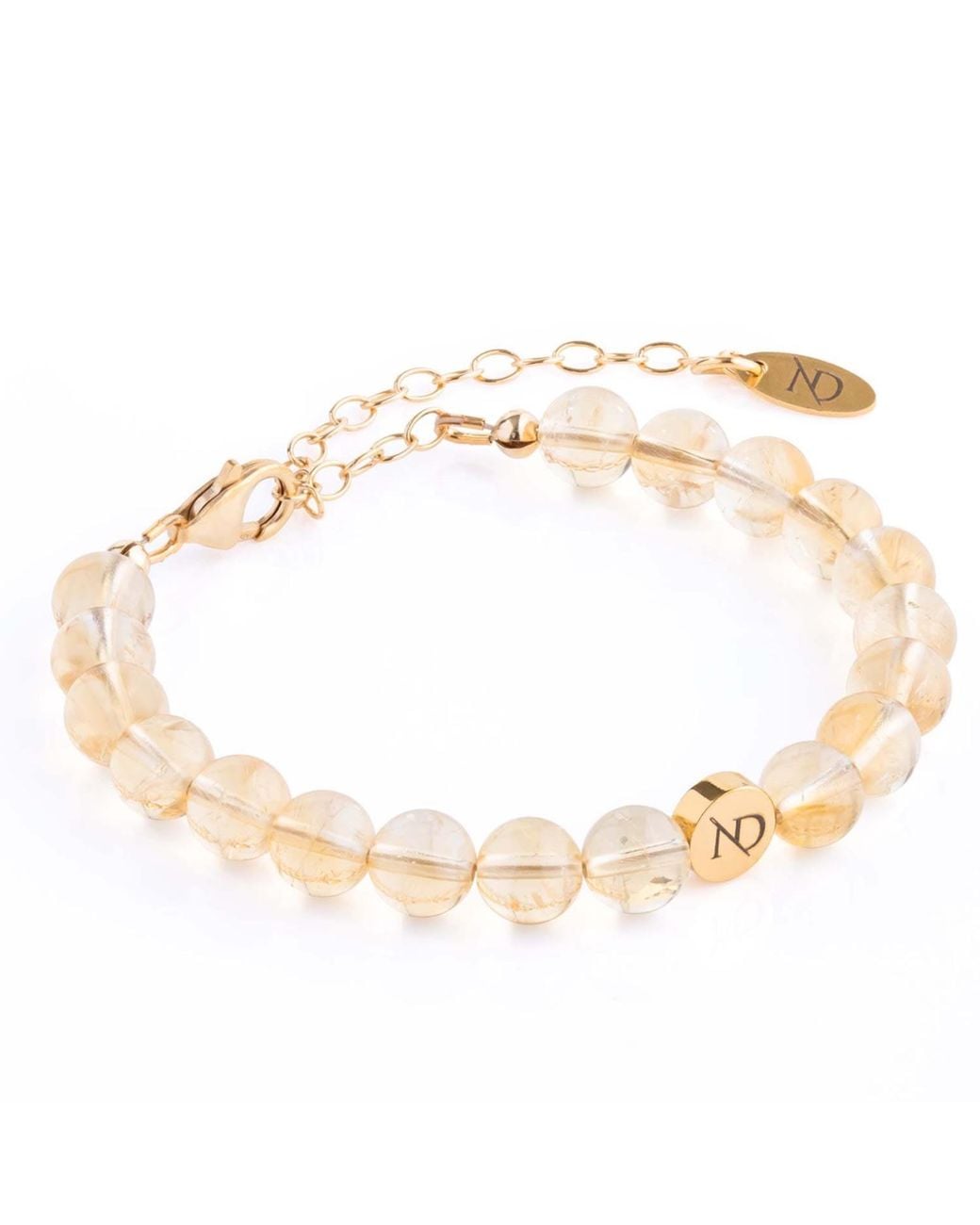 N'damus London Metallic Adjustable Citrine Gemstone Bracelet & Chain