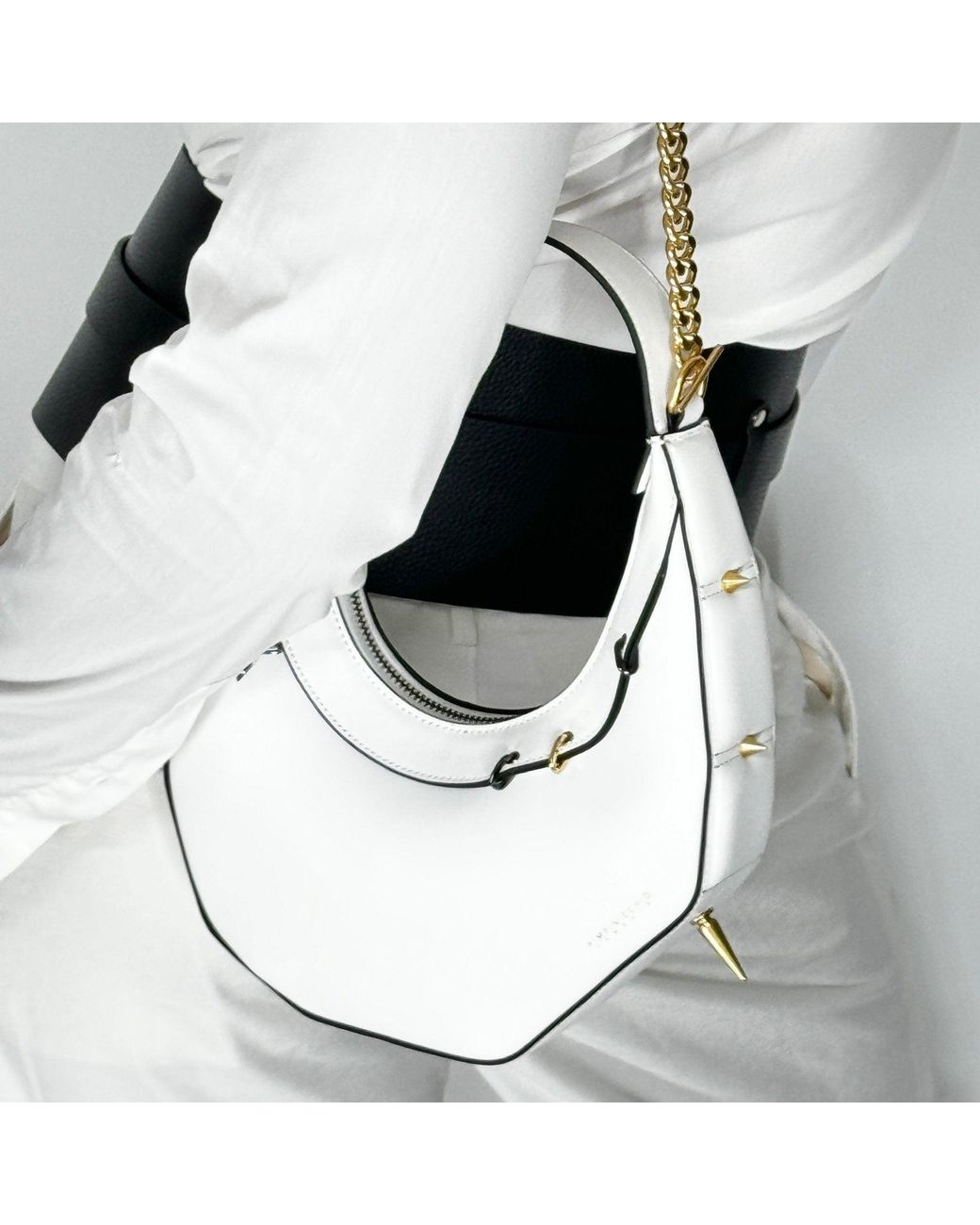 Pimpinicchio New York White Asymmetrical Hobo Bag