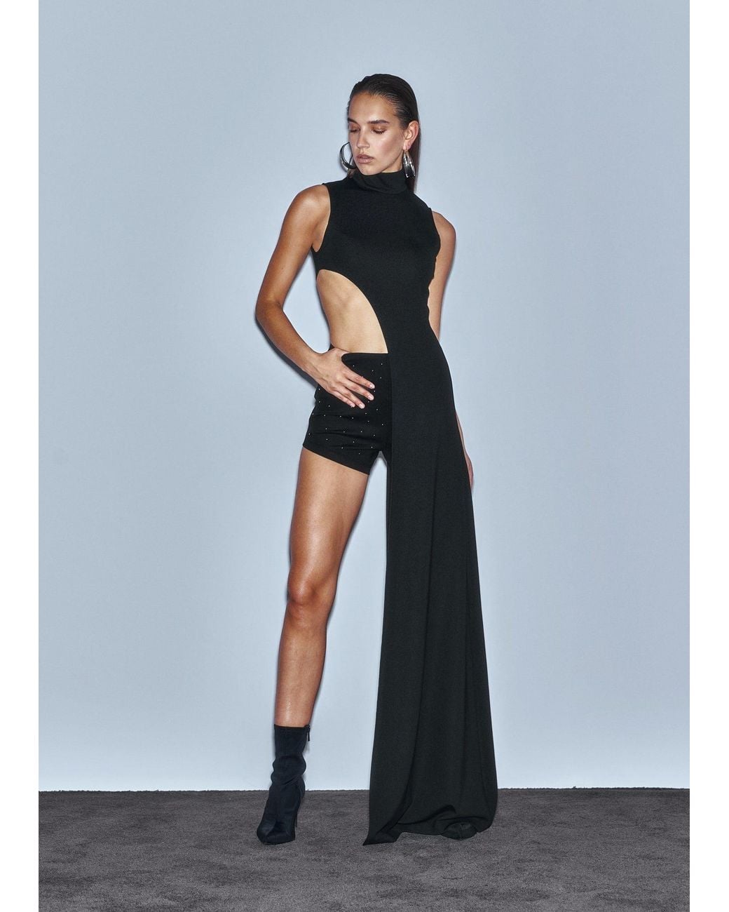 Khéla the Label Black Stop Staring Crystal Embellished Mini Shorts