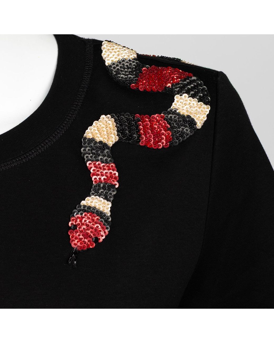 House of Laines London Black Laines Couture Embellished Shoulder Snake T-Shirt