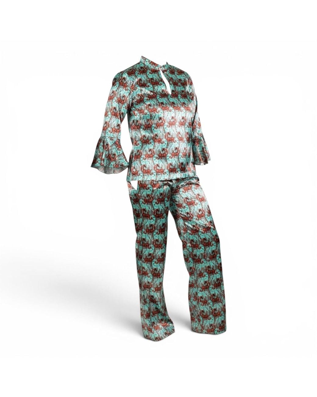 FORZA CAVALLO Green Happy Arab Satin Pajamas