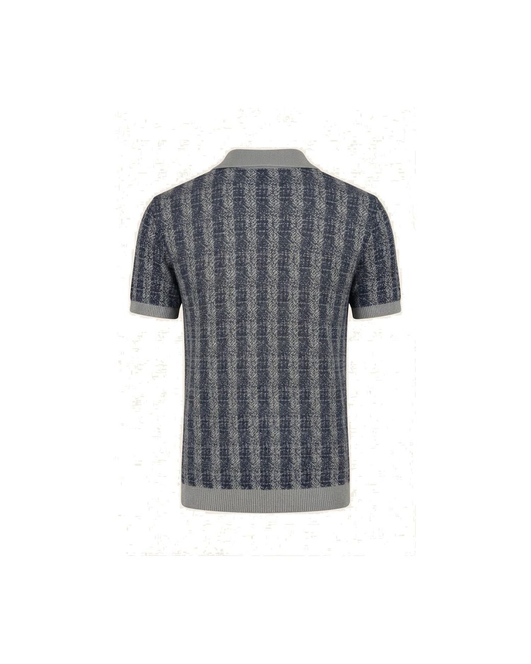 Ron Tomson Gray Textured Knit Polo Shirt for men