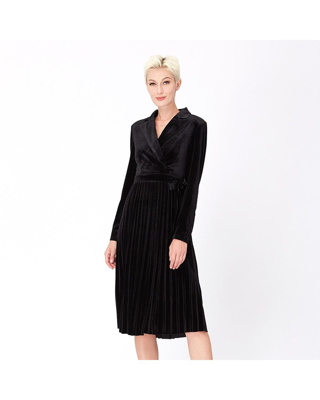 Smart and Joy Black Velvet Wrap Dress