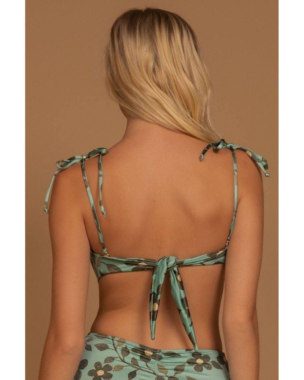 Montce Green Aquamarine Tori Ties Bandeau Bikini Top