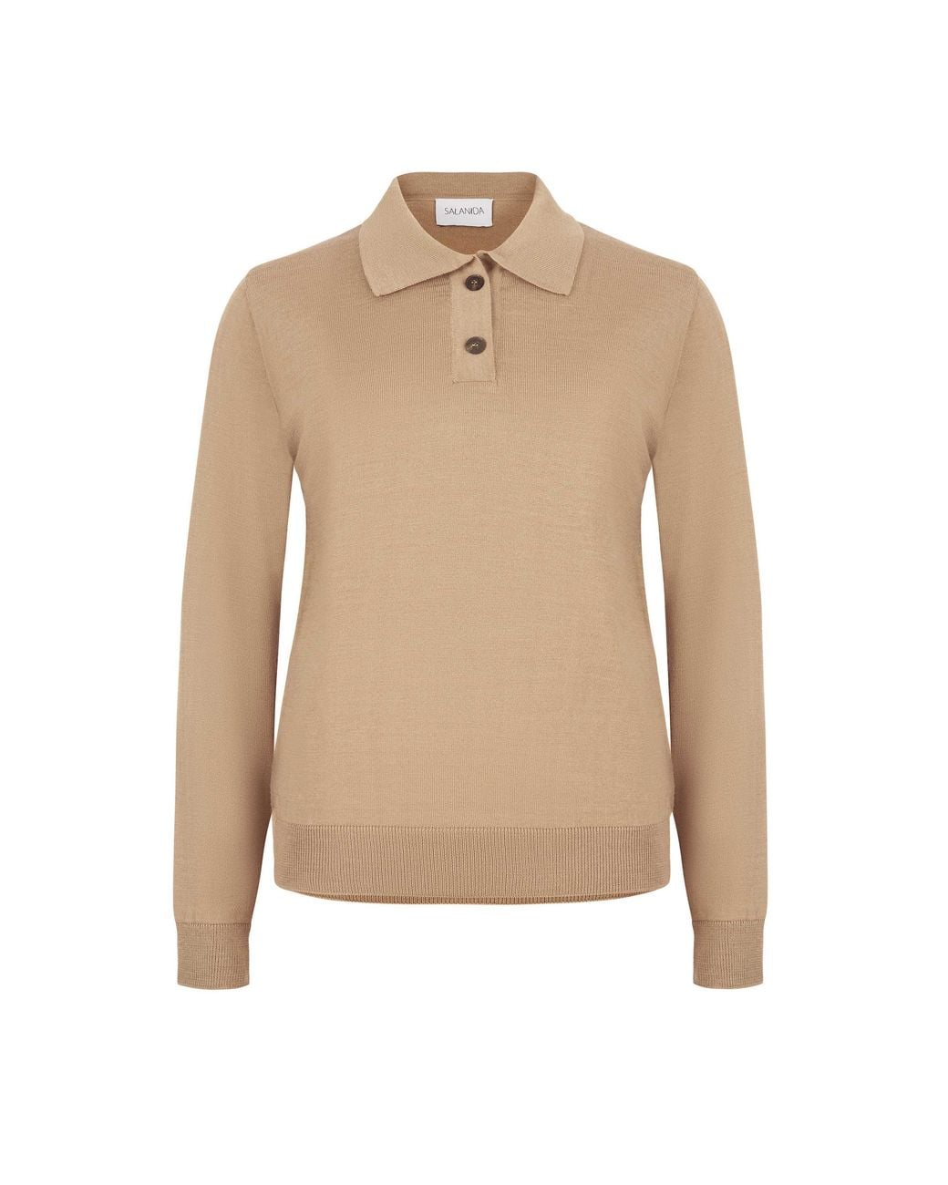 SALANIDA Natural Neutrals Galante 100% Merino Polo Top