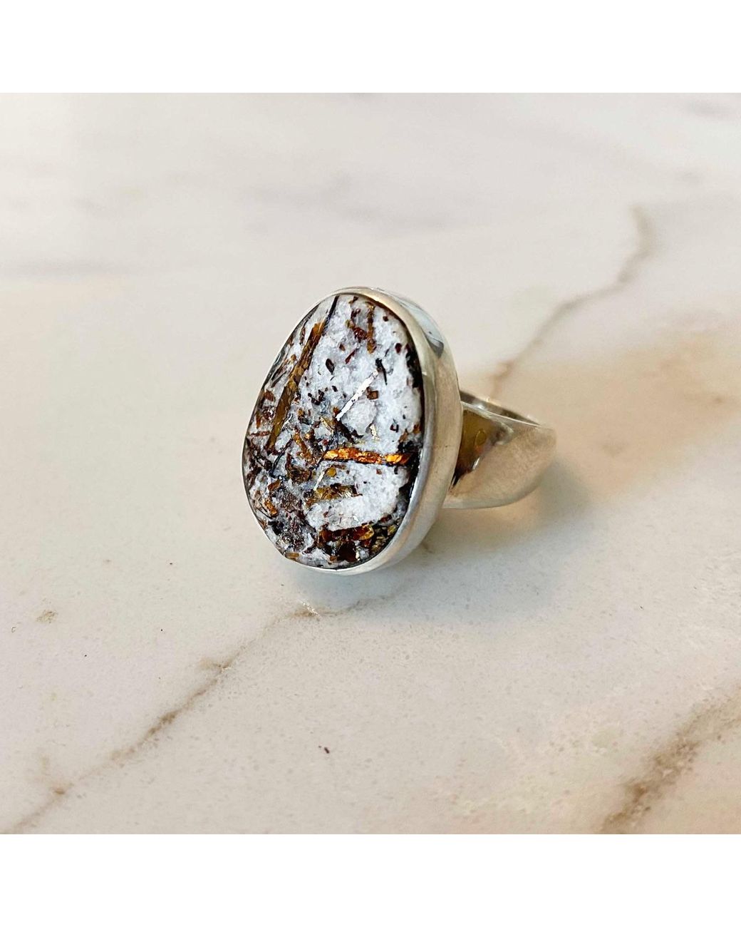 Glamrocks Jewelry Metallic Astrophyllite Sterling One Of A Kind Ring
