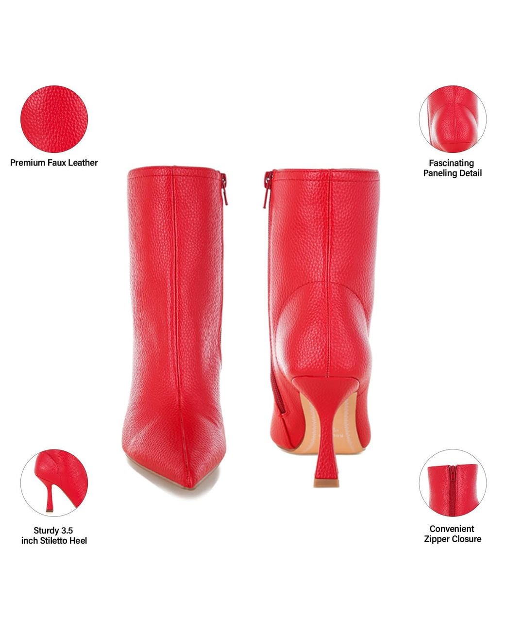 Rag & Co Red Farnak Pleather Spool Heel Boots