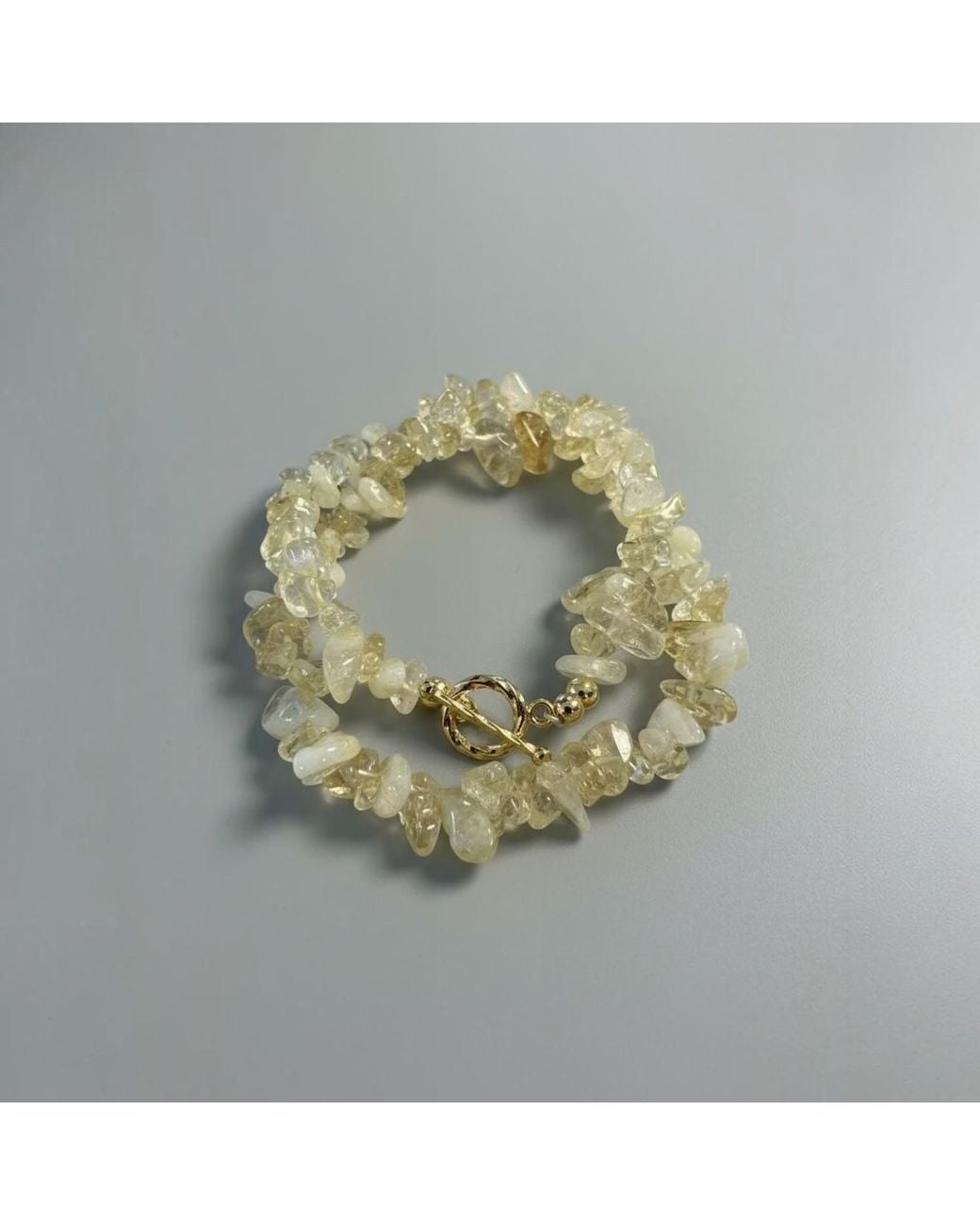 ORIGIN OF HEARTS Metallic Neutrals Aura Bracelet – Natural Citrine Double-Strand Gemstone Bracelet
