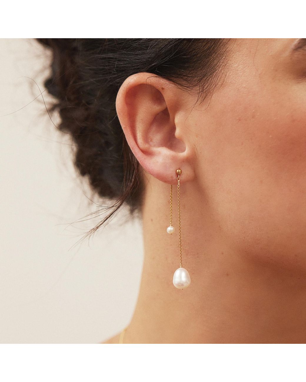 Lily & Roo White Layered Large And Small Pearl Earrings