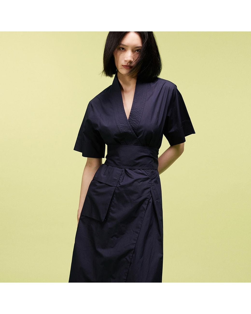 Smart and Joy Blue Cotton Kimono Wrap Dress