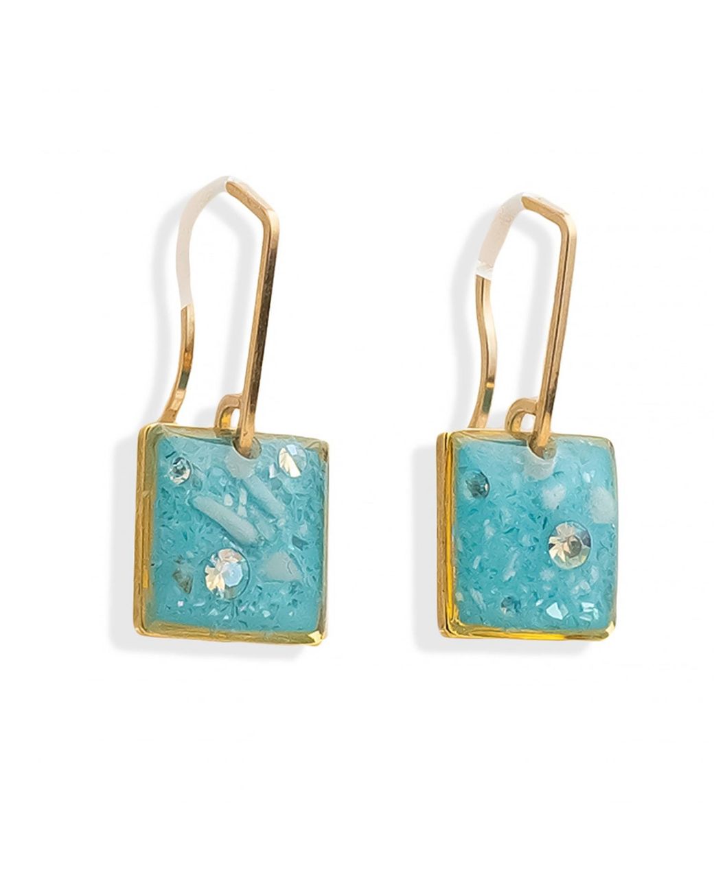 Kate Koel Blue Ocean Square Dangle Earrings
