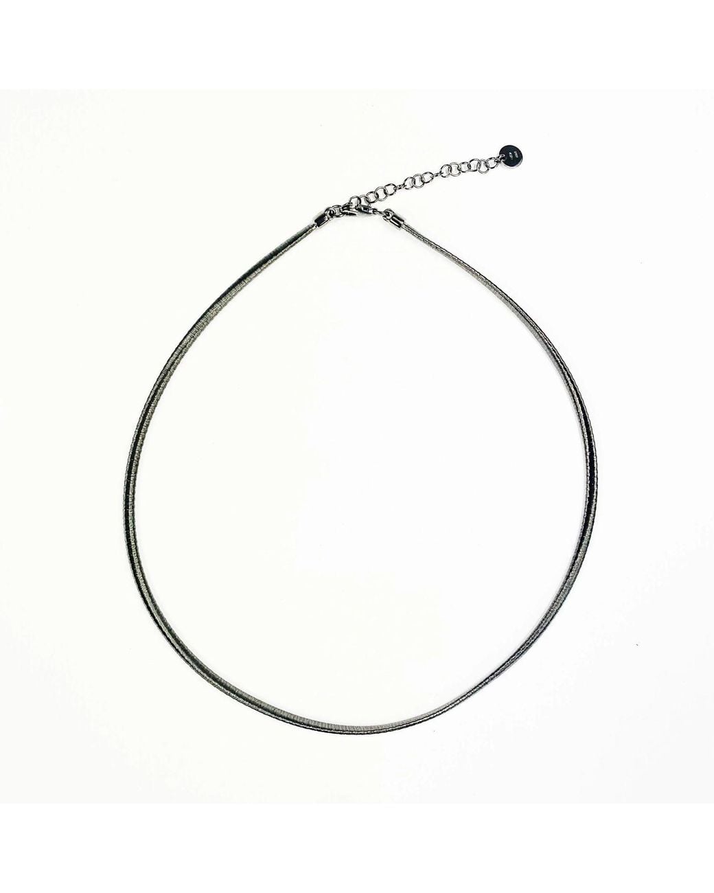 Bellus Domina Metallic Rhodium Plated Sterling Snake Chain Necklace