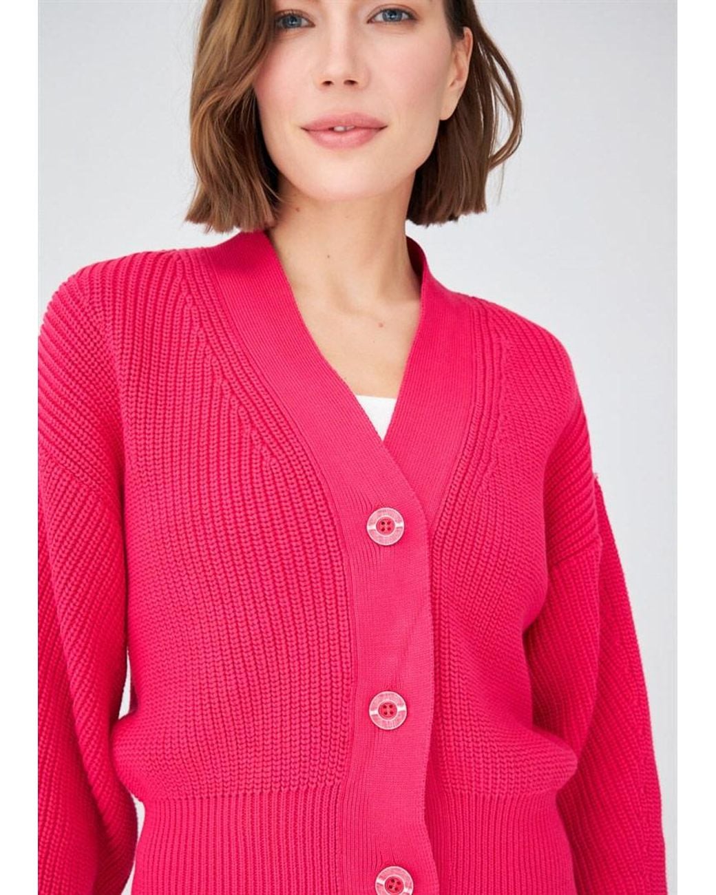 Peraluna Red Olivia V-Neck Cardigan