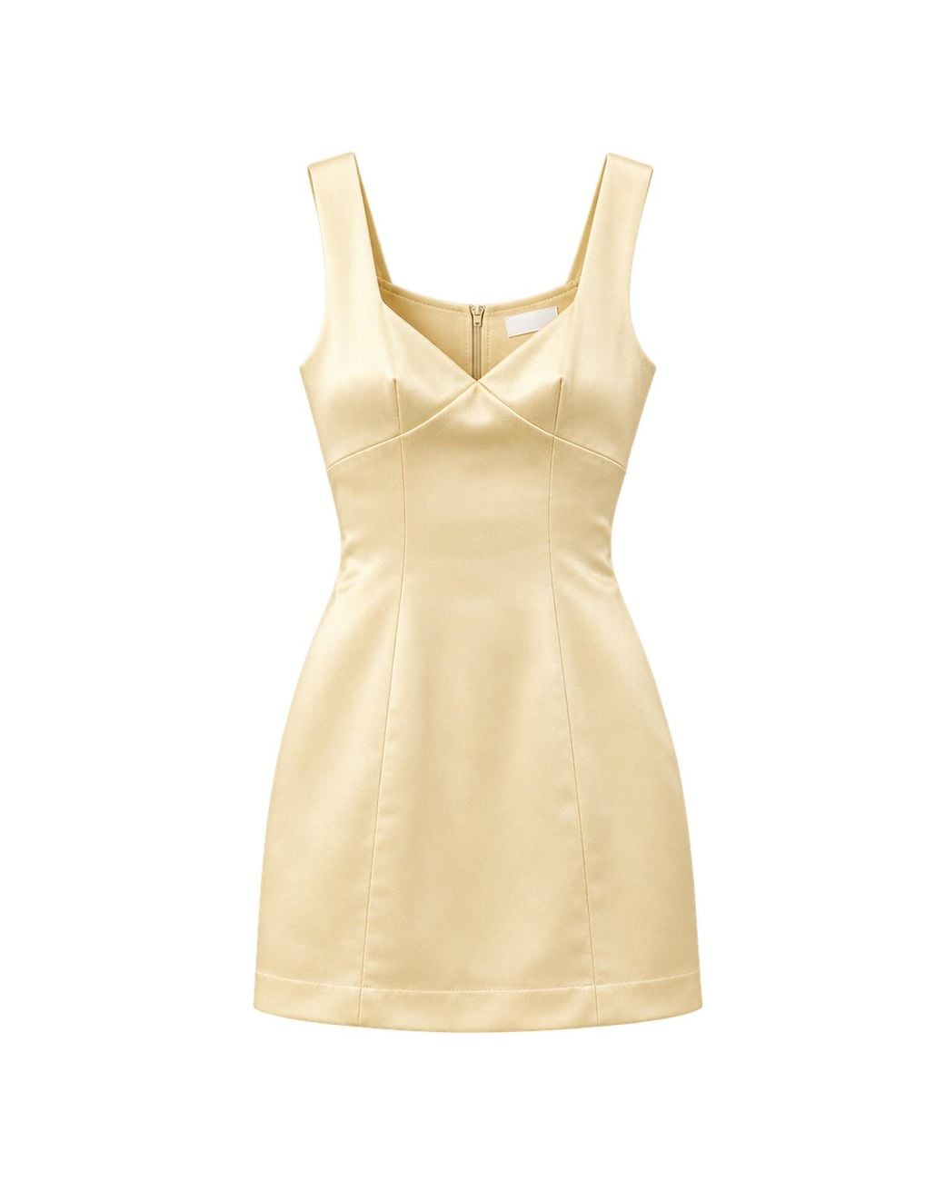Belsize25 Yellow Golden Time Dress – Heavyweight Satin Sweetheart Mini Dress