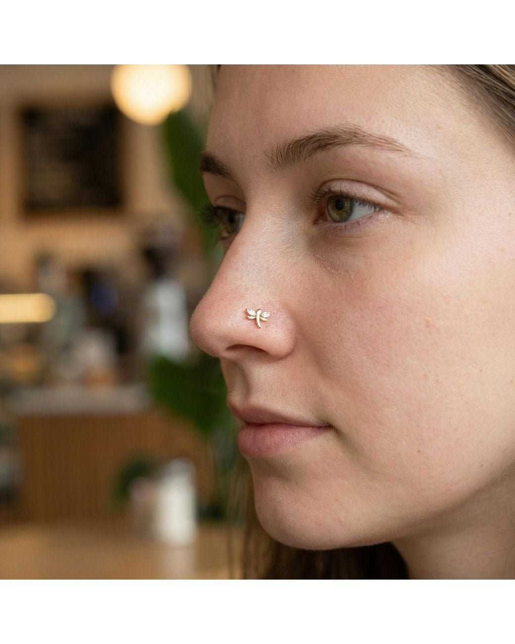 Zahav Jewelry Metallic 14K Solid 24G Dragonfly-Shaped Nose Stud