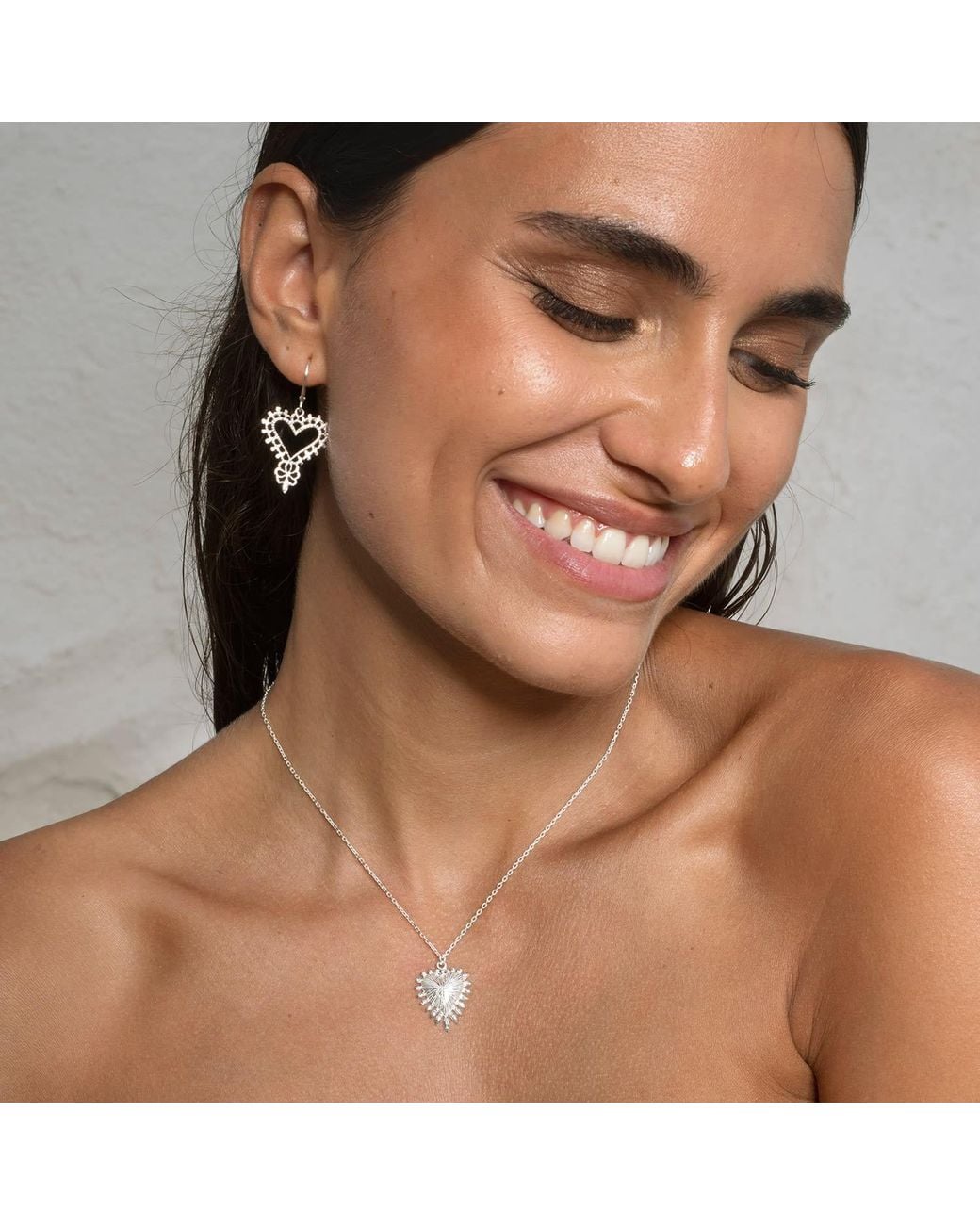 Zoe & Morgan Metallic Heart Rays Necklace