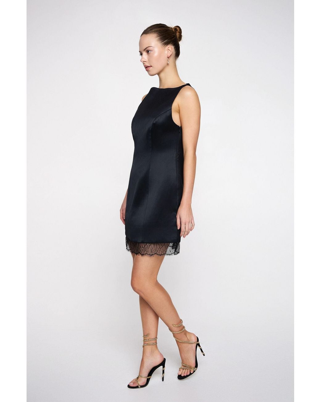 Marieta Yan Black Éclat Lace-Trim Dress