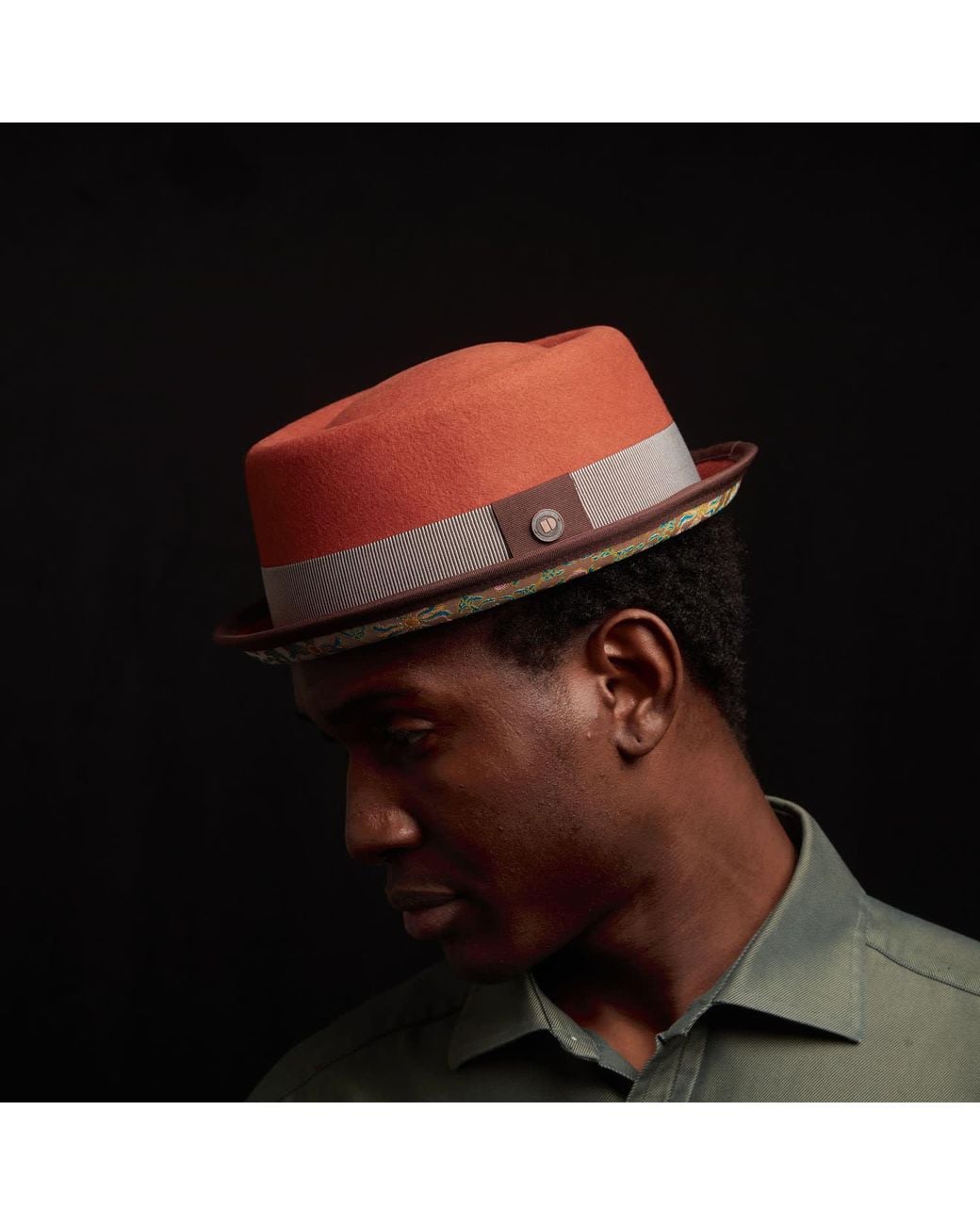 Dasmarca Hats Red Nico Rust Felt Skimpy Brim Short Brim Rude Boy Mod Style Porkpie Hat for men