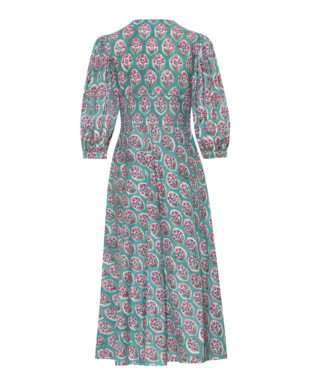 Carolina Benoit Blue Palm Springs Print Kaftan Bouquet