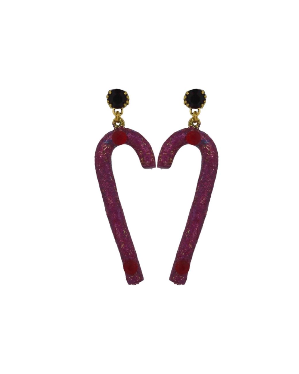 Vicki Sarge Purple Raspberry Candy Cane Earrings