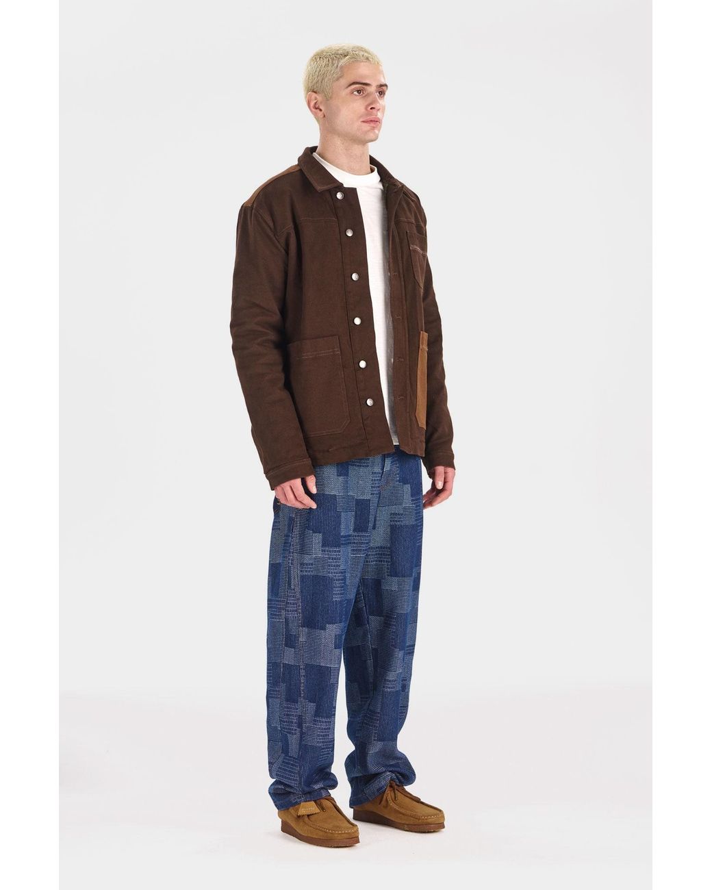 Komodo Brown Christophe Fleece Lined Organic Cotton Coat for men