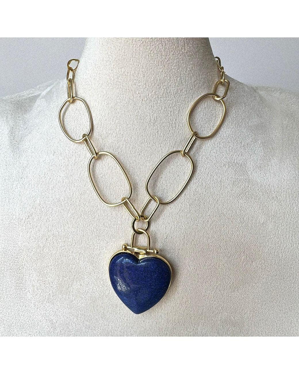 Rare Matters Jewelry Blue Luxe Lapis Lazuli Heart Pendant Necklace