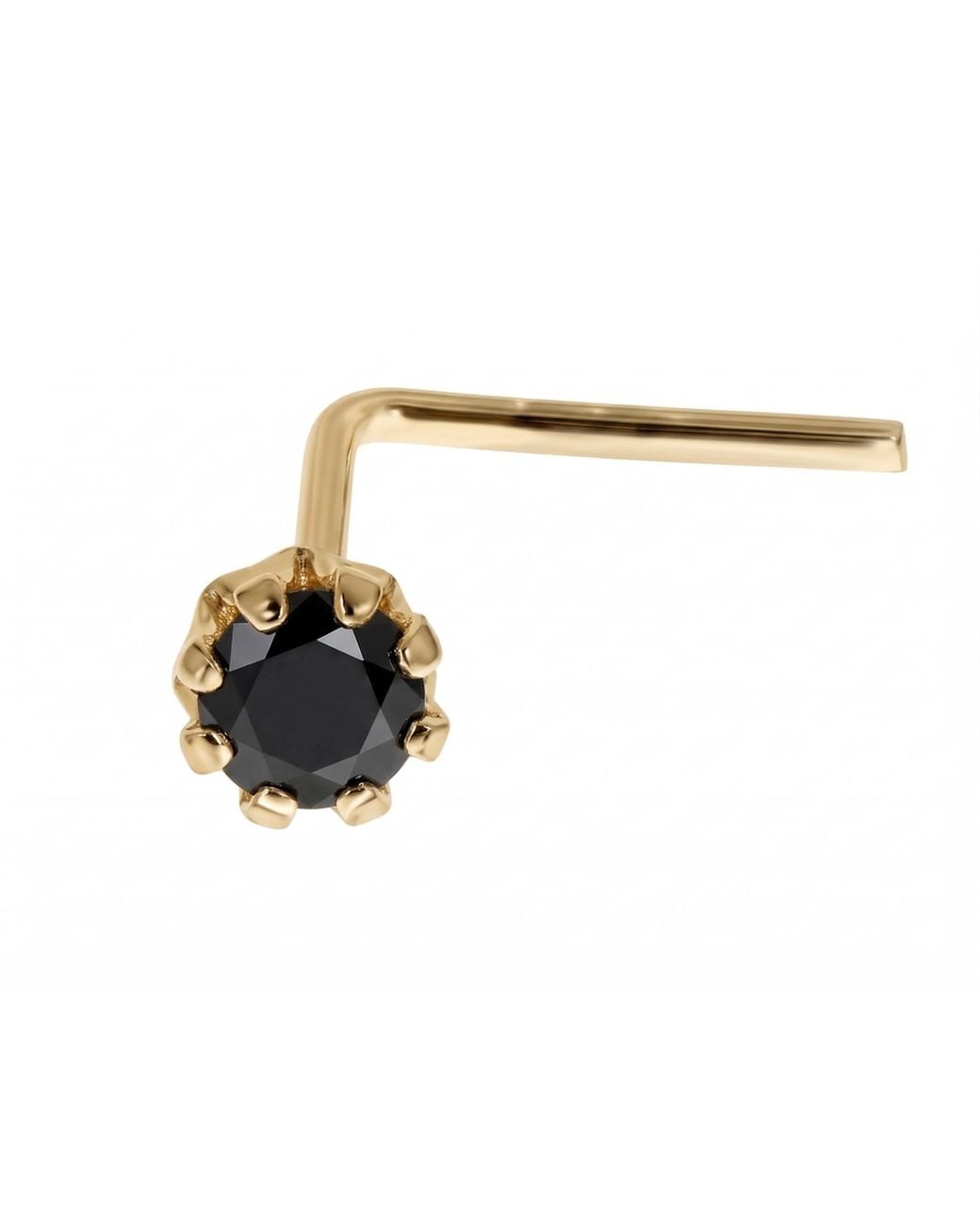 Zahav Jewelry Green 14K Solid 24G 1.5Mm Mint Cz L-Shape Nose Stud
