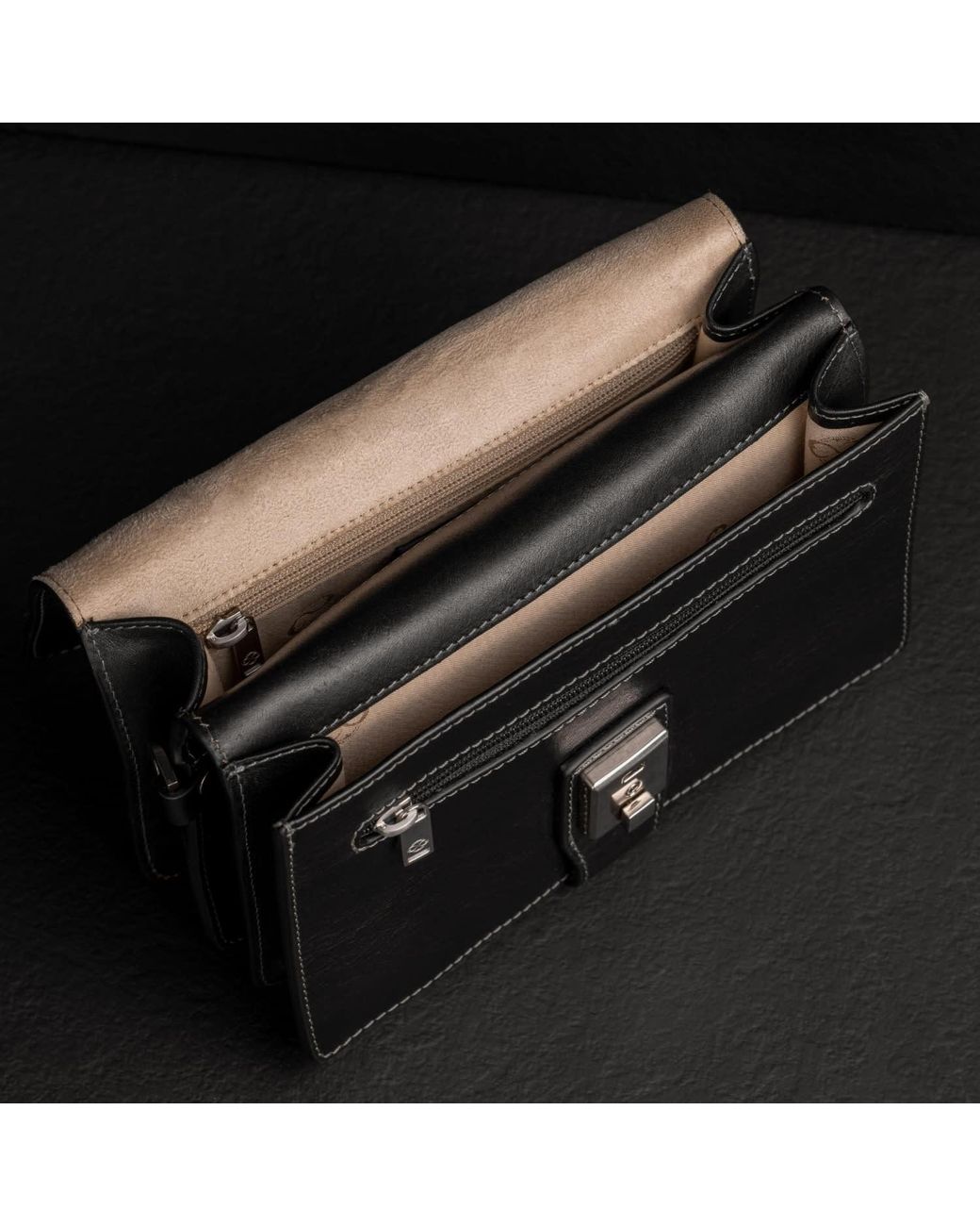 Time Resistance Black Leather Clutch Purse for men