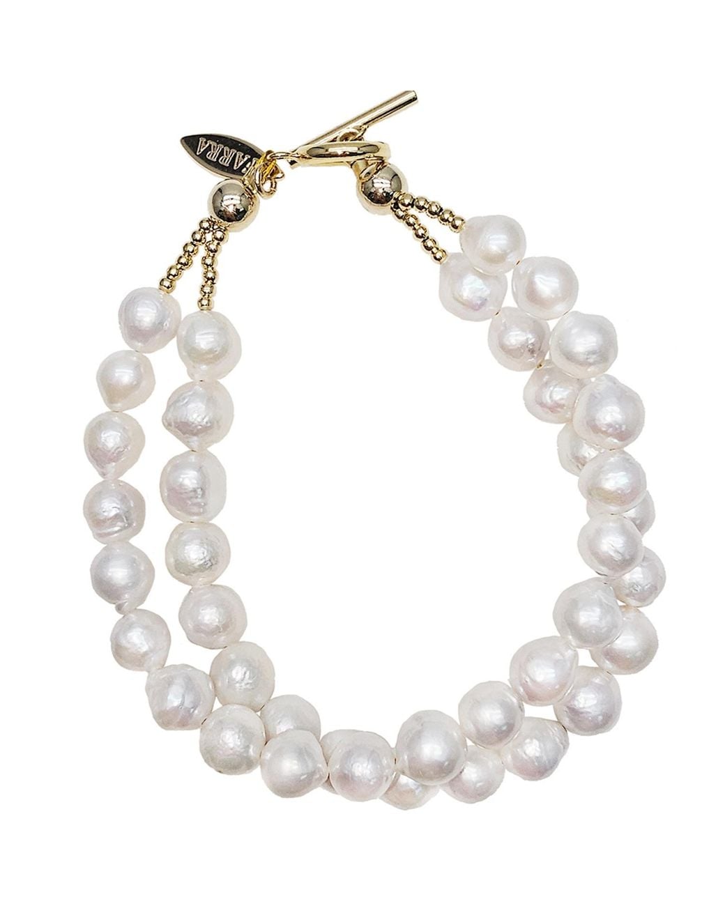 Farra White High Luster Freshwater Pearls Double Layers Bracelet