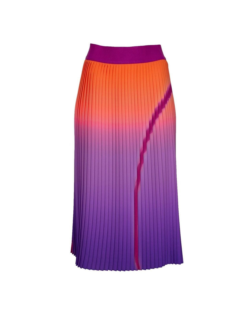 Lalipop Design Purple Midi Pleated Skirt With Ombre Abstract Print